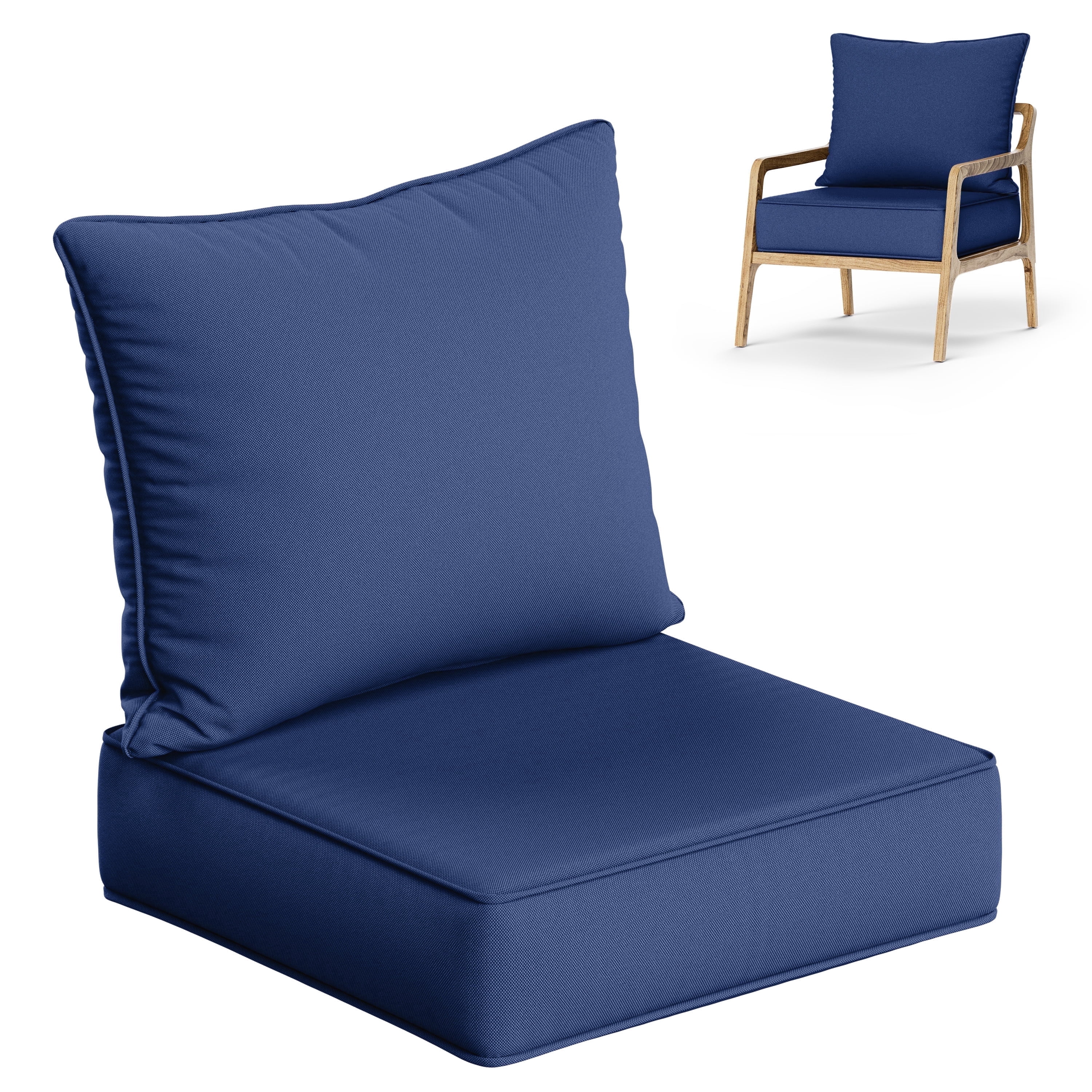Kimunuk Outdoor Deep Seat Cushion Set, 24" x 24" x 6.5" Patio Furniture Chair Cushions Replacement for Sofa Couch, Blue
