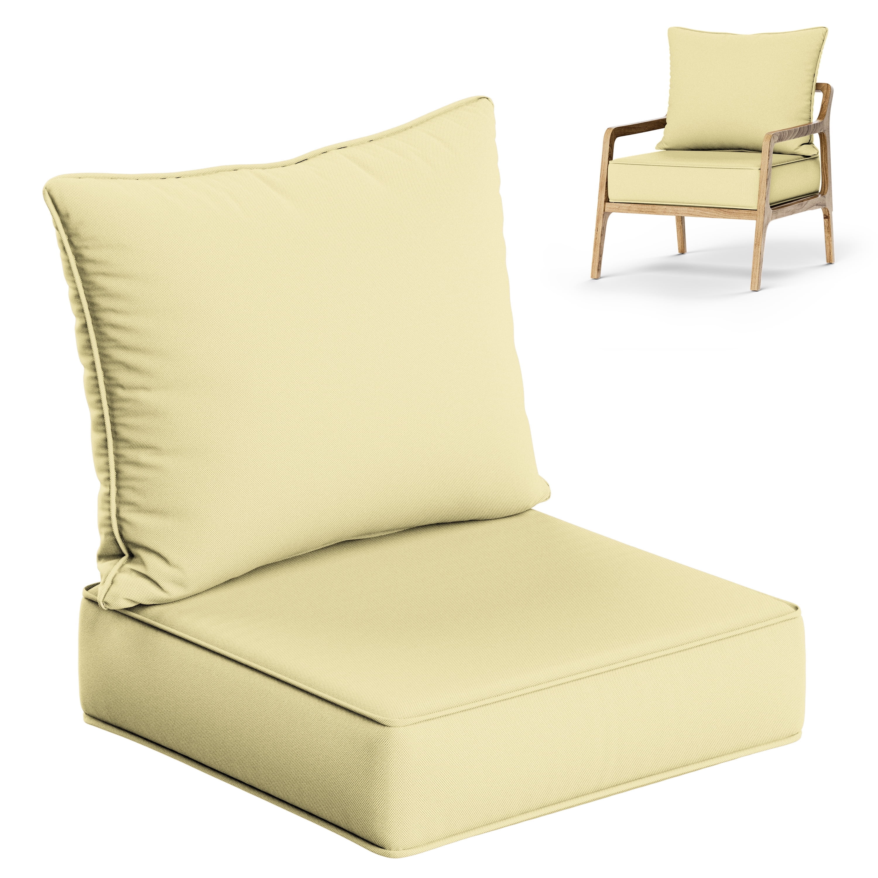 Kimunuk Outdoor Deep Seat Cushion Set, 24" x 24" x 6.5" Patio Furniture Chair Cushions Replacement for Sofa Couch, Creamy Yellow