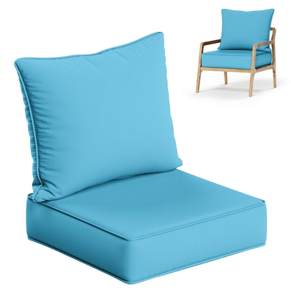 Kimunuk Outdoor Deep Seat Cushion Set, 24" x 24" x 6.5" Patio Furniture Chair Cushions Replacement for Sofa Couch, Lake Blue