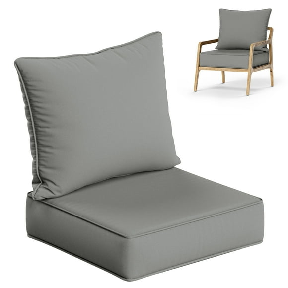 Kimunuk Outdoor Deep Seat Cushion Set, 24" x 24" x 6.5" Patio Furniture Chair Cushions Replacement for Sofa Couch, Light Grey