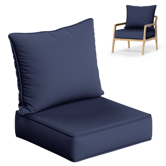 Kimunuk Outdoor Deep Seat Cushion Set, 24" x 24" x 6.5" Patio Furniture Chair Cushions Replacement for Sofa Couch, Navy