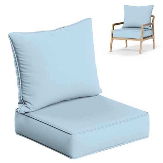 Kimunuk Outdoor Deep Seat Cushion Set, 24" x 24" x 6.5" Patio Furniture Chair Cushions Replacement for Sofa Couch, Sky Blue