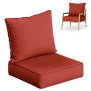 Kimunuk Outdoor Deep Seat Cushion Set, 24" x 24" x 6.5" Waterproof Chair Cushions Sofa Cushions for Patio Wicker Furniture, Terra Red