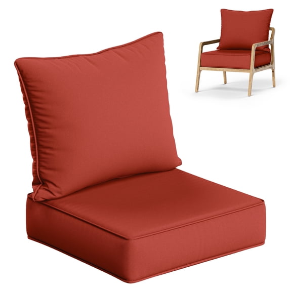 Kimunuk Outdoor Deep Seat Cushion Set, 24" x 24" x 6.5" Patio Furniture Chair Cushions Replacement for Sofa Couch, Terra Red
