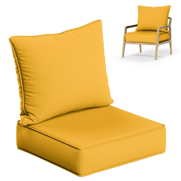 Kimunuk Outdoor Deep Seat Cushion Set, 24" x 24" x 6.5" Patio Furniture Chair Cushions Replacement for Sofa Couch, Yellow