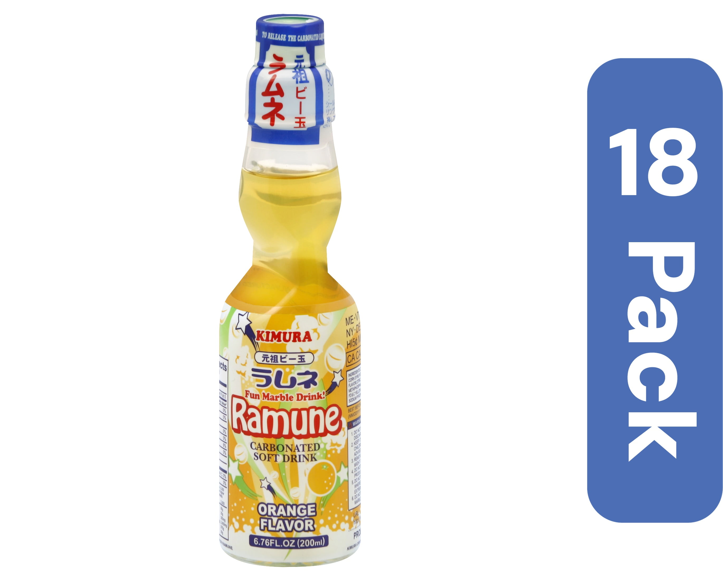 Kimura Ramune Orange 6.76 oz (Pack Of 18)