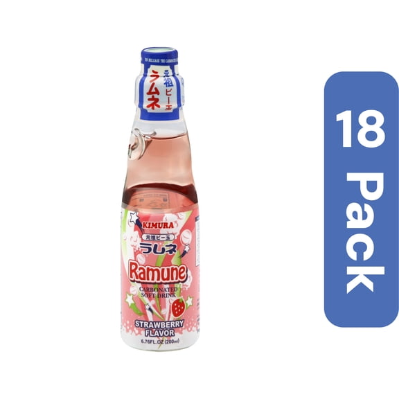 Kimura Strawberry Ramune Beverage 6.76 oz (Pack of 18)