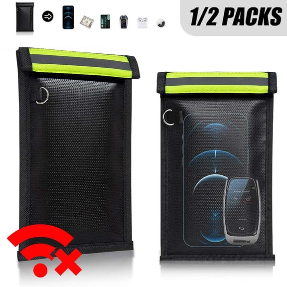 Kimwason 2 Pack Faraday Bag Signal Blocking Shielding Pouch for Cell Phone WiFi RFID Bluetooth GPS Key Fob