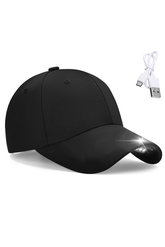 LED Baseball Cap, LED Hat Light with Removable Light Board Built in 3 LEDs, Rechargeable Hands Free Hat Flashlight for Outdoor, Black