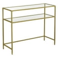 thumbnail image 1 of Kin 39 Inch Sofa Console Table, Metal Frame, Tempered Glass Shelves, Gold, 1 of 5
