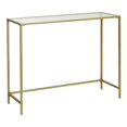 thumbnail image 1 of Kin 39 Inch Sofa Table, Metal Console, Tempered Glass Shelf, Gold, Clear- Saltoro Sherpi, 1 of 5