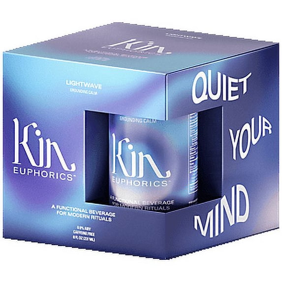 Kin Euphorics Drink - Infused with adaptogens, nootropics, and botanics - Lightwave (4 Drinks, 8 Fl. Oz. Each)