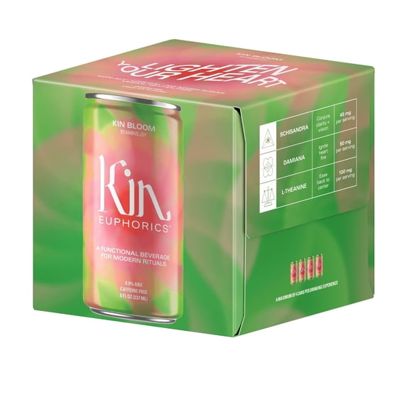 Kin Euphorics Non-Alcoholic Mocktail Bloom Joy 4 Pack (6 Pack) 32 fl oz