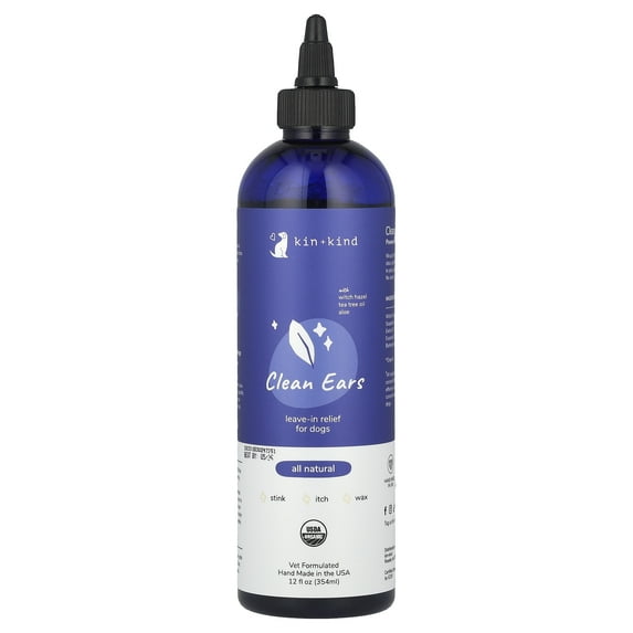 Kin+Kind Clean Ears, Leave-In Relief for Dogs, 12 fl oz (354 ml)