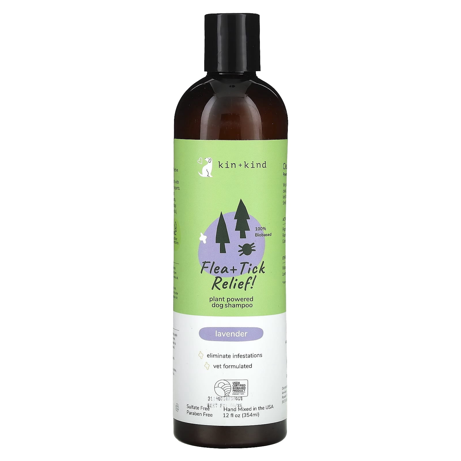 Kin+Kind, Flea + Tick Relief Dog Shampoo, Lavender, 12 fl oz (354 ml ...