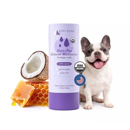 kin+kind Nose & Paw Balm Stick for Dogs & Cats – USDA Certified Organic – Natural Moisturizer for Dry Cracked Paws & Nose – Coconut Oil & Shea Butter – Lick-Safe – 1.76 oz
