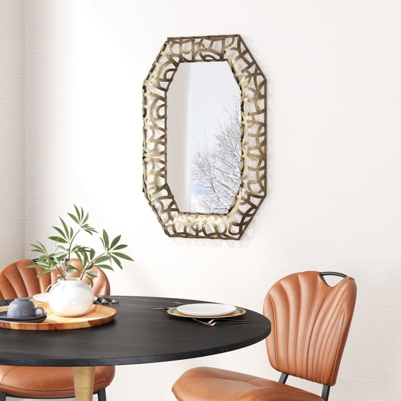 Kin Mirror Bronze Wall Decor, Modern Style, Hangs horizontally or vertically, Steel, Decor Mirrors