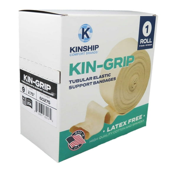 KinGrip Tubular Elastic Support Bandages by Kinship Comfort Brands Tubular Bandage Protects Fragile Skin Latex-Free Wound Care for Edema and Lymphedema Support | Made in USA | Size C 2.75”x10 MTR