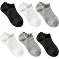 thumbnail image 1 of KinKnit 6 Pairs No Show Socks for Women Ruffle Socks Low Cut Socks Cute Ankle Frilly Short Cotton Socks, 1 of 7