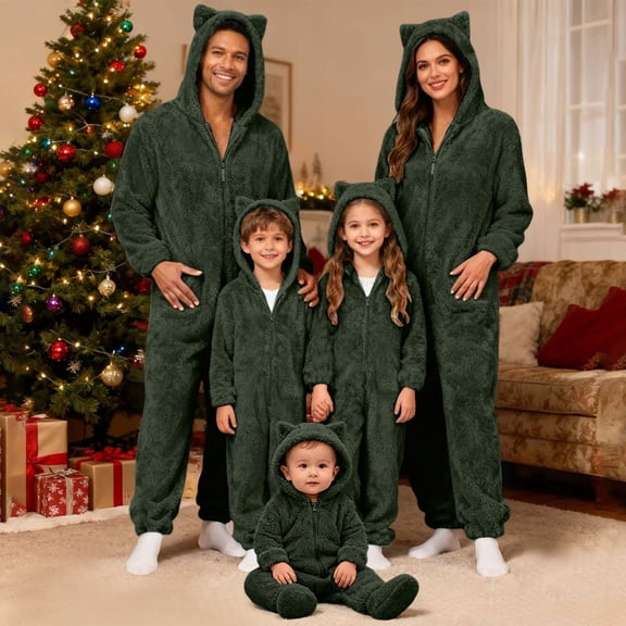 KinKnit Family Christmas Pajamas Matching Sets 2025 Cozy Flannel Pjs Outfits, Christmas Onesie Themed Costumes for Family