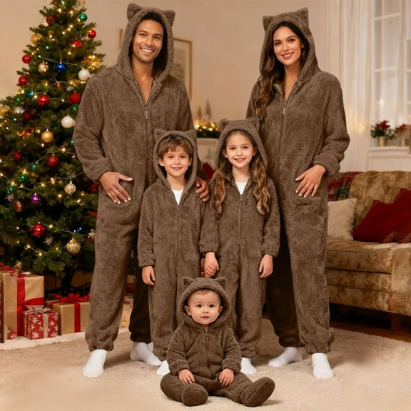 KinKnit Family Pajamas Matching Sets Winter Fleece Fuzzy Xmas Pjs Cute Holiday Flannel Sleepwear Christmas Onesie