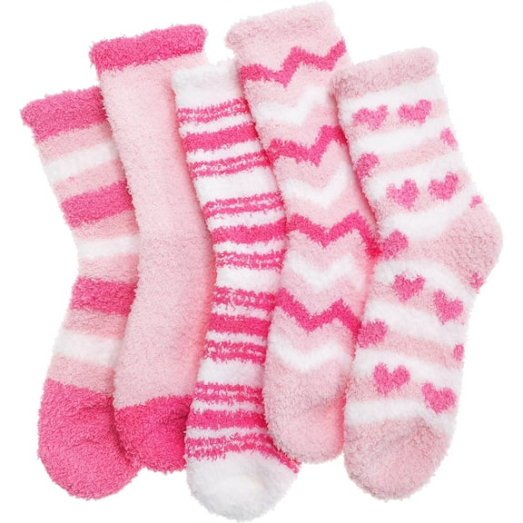 KinKnit Fuzzy Socks for Women, Soft Comfy Cozy Fluffy Thick Winter Warm Fleece Slipper Socks, Valentines Day Gifts for Women