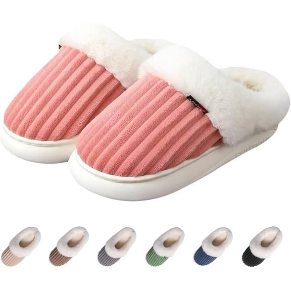 KinKnit Women's Fuzzy Slippers Fluffy Warm Winter House Shoes with Memory Foam for Indoor and Outdoor