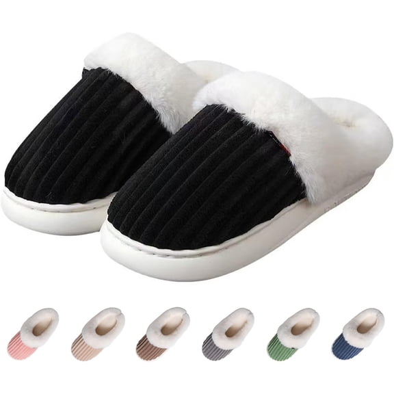 KinKnit Women's Fuzzy Slippers Fluffy Warm Winter House Shoes with Memory Foam for Indoor and Outdoor