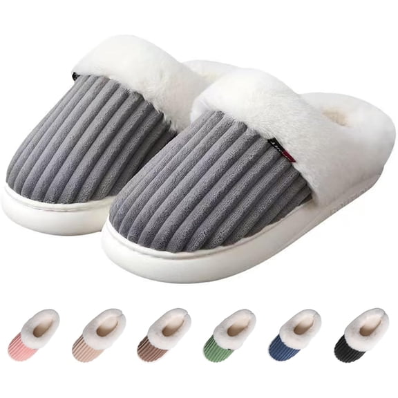 KinKnit Women's Fuzzy Slippers Fluffy Warm Winter House Shoes with Memory Foam for Indoor and Outdoor
