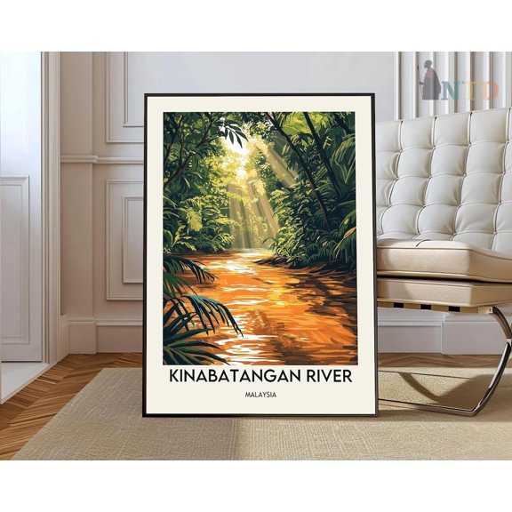 Kinabatangan River Sabah Malaysia Nature Landscape Wall Art Print Home Decor Office Wall Art