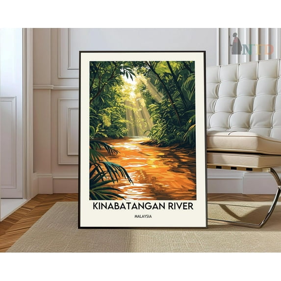 Kinabatangan River Sabah Malaysia Nature Landscape Wall Art Print, Unframed Paper Poster 8x10in