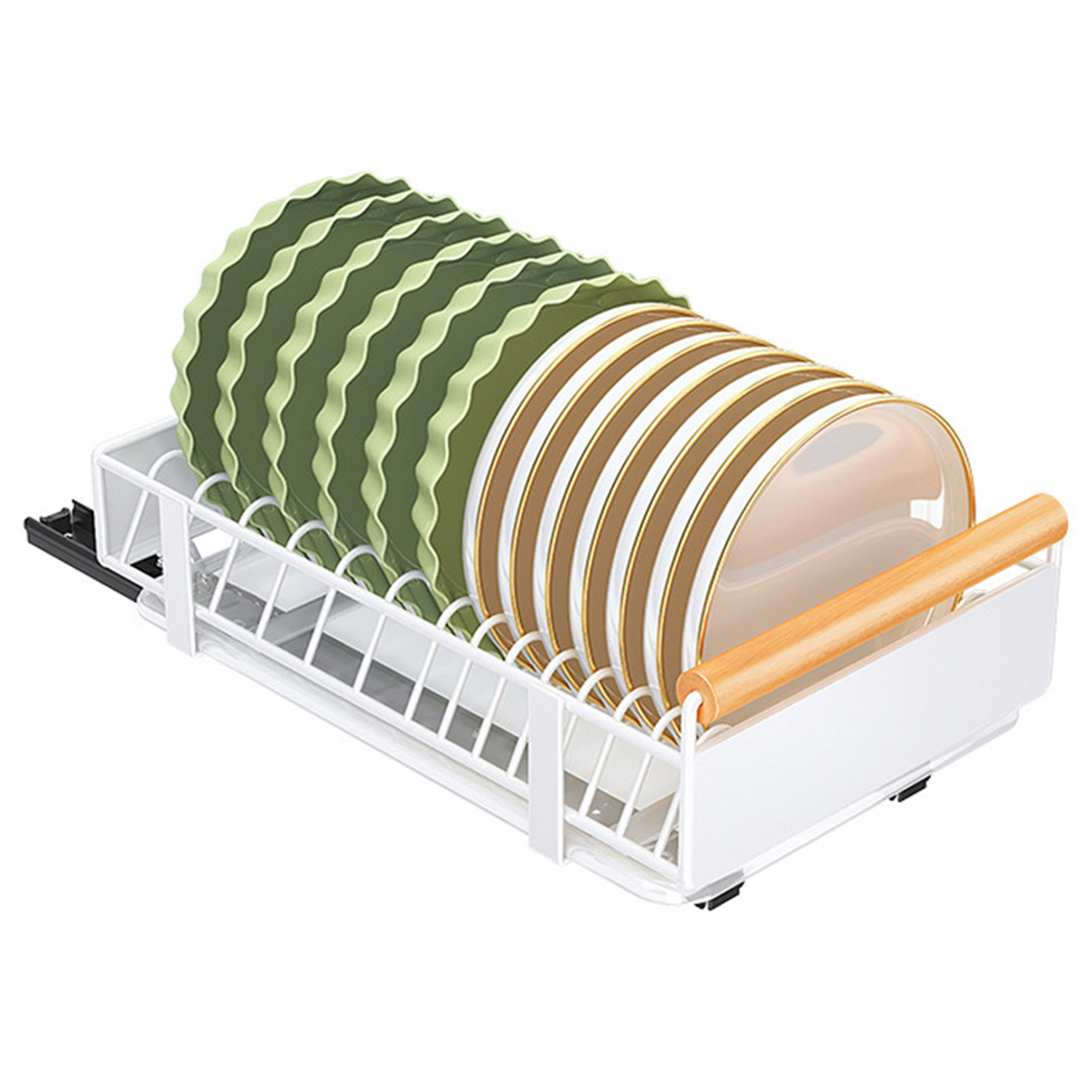 Kinaerty Bowl Dish Storage Rack Large Capacity with Adhesive Rail Pull ...