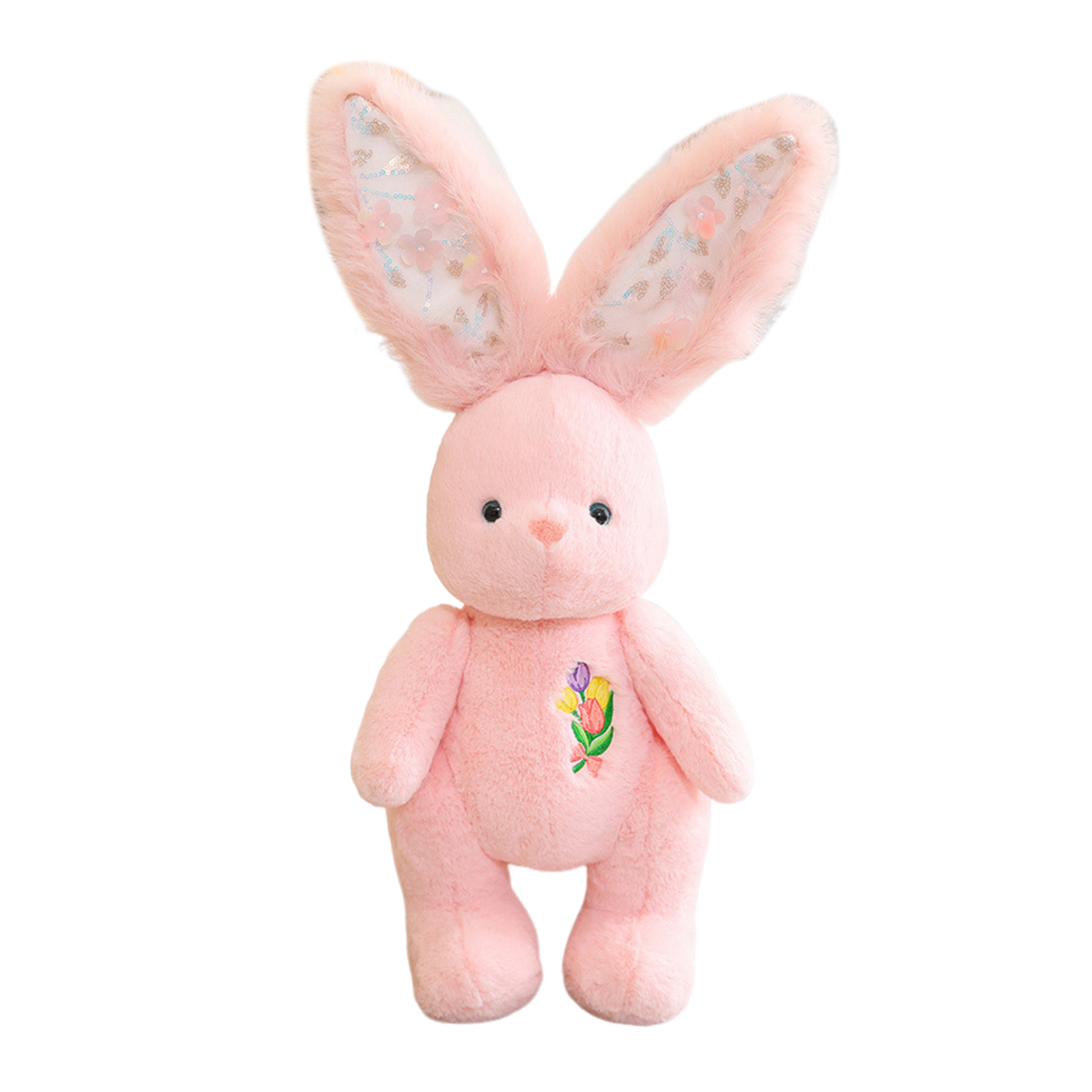 Kinaerty Cute Rabbit Plush Toy Bendable Wired Long Ears Floral ...