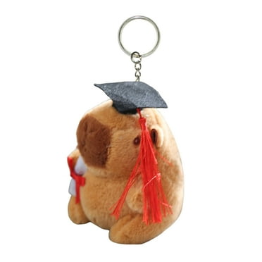 Kinaerty Gradation Hat Plush Capybara Toy with Diploma Stuffed Animal Keychain Pendant Plushie Doll Decoration Students Graduation Season Gift