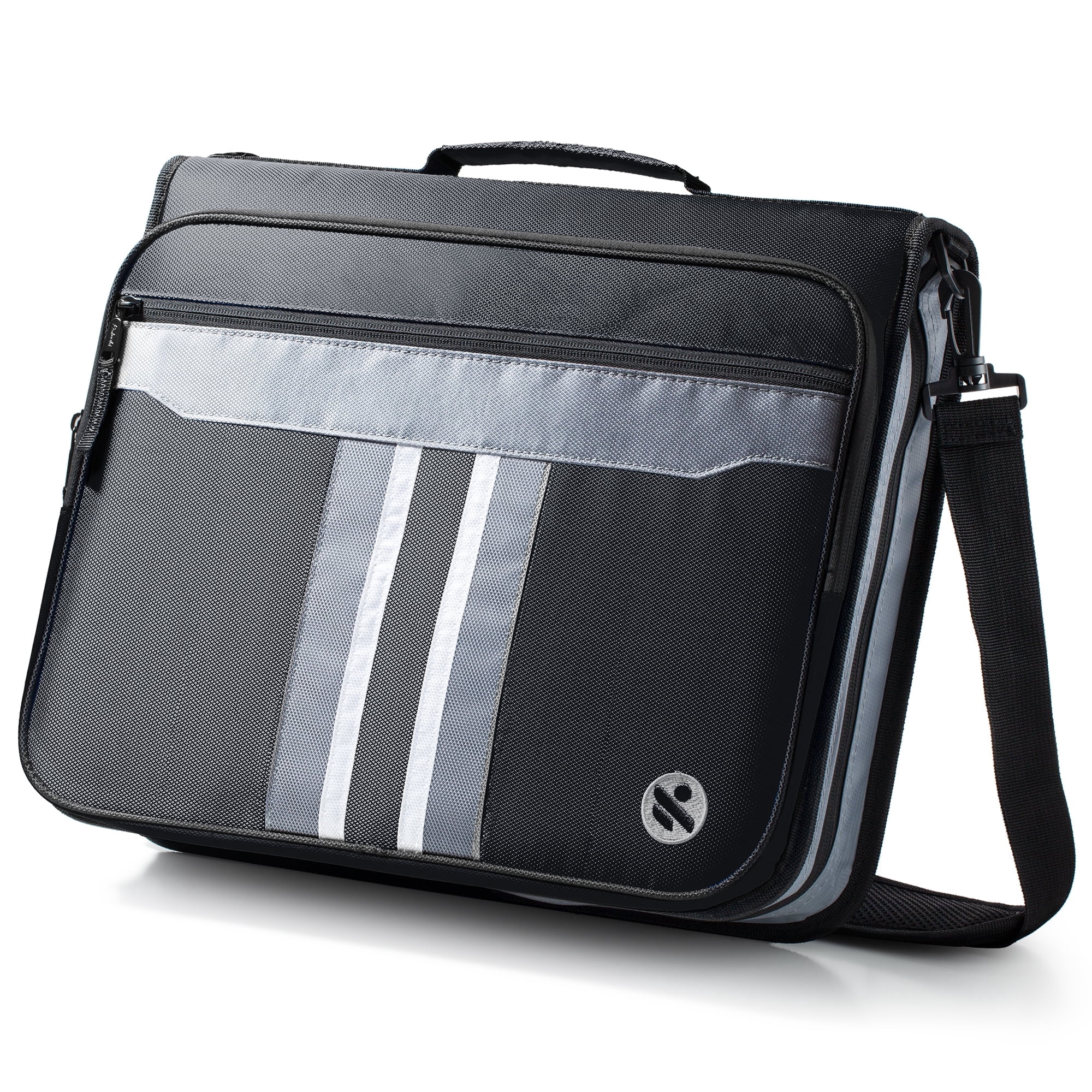 Kinbashi 2-Inch 3 Rings Zipper Binder, Holds 15-Inch Laptop, Handle and Shoulder Strap Included, Black