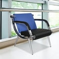 thumbnail image 1 of Kinbor 1-Seat Office Reception Waiting Room Chair Office Guest Chairs & Reception Chairs PU Leather Seat, Blue&Black, 1 of 7