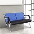 thumbnail image 2 of Walcut 2-Seat Office Waiting Room Chair With Integrated Table – Black PU Leather, Steel Frame 2 of 4