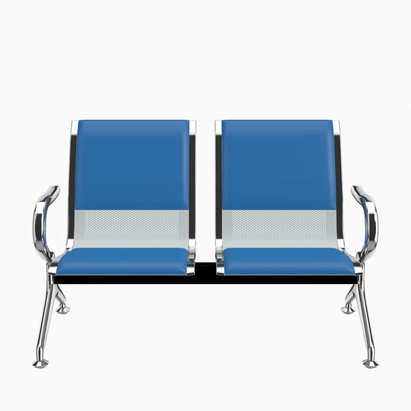 Kinbor 2-Seat PU Leather Waiting Room Bench  Blue Reception Chair for Office, Hospital, Bank, Salon, Airport