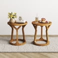 thumbnail image 1 of Kinbor 2Pcs Accent Farmhouse Round End Table Side Tables Nightstand Natural Top and Legs, Brown, 1 of 7