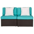 thumbnail image 1 of Kinbor 2pcs Outdoor Patio Rattan Wicker Furniture Sectional Sofa Set w/ Blue Cushions, 1 of 7