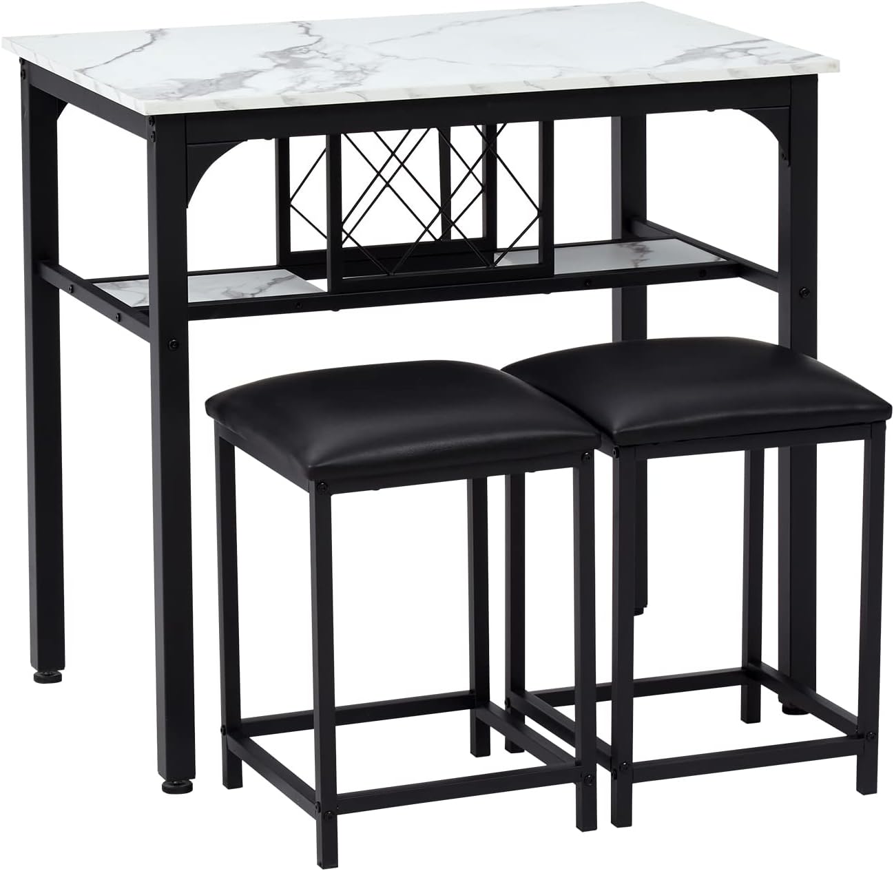 Kinbor 3 Pieces Dining Table and Chairs, Kitchen Breakfast Table and ...