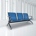 thumbnail image 1 of Kinbor 3-Seat Guest Chairs Office Furniture Reception Waiting Chair Airport Bench Steel Frame, Blue, 1 of 8