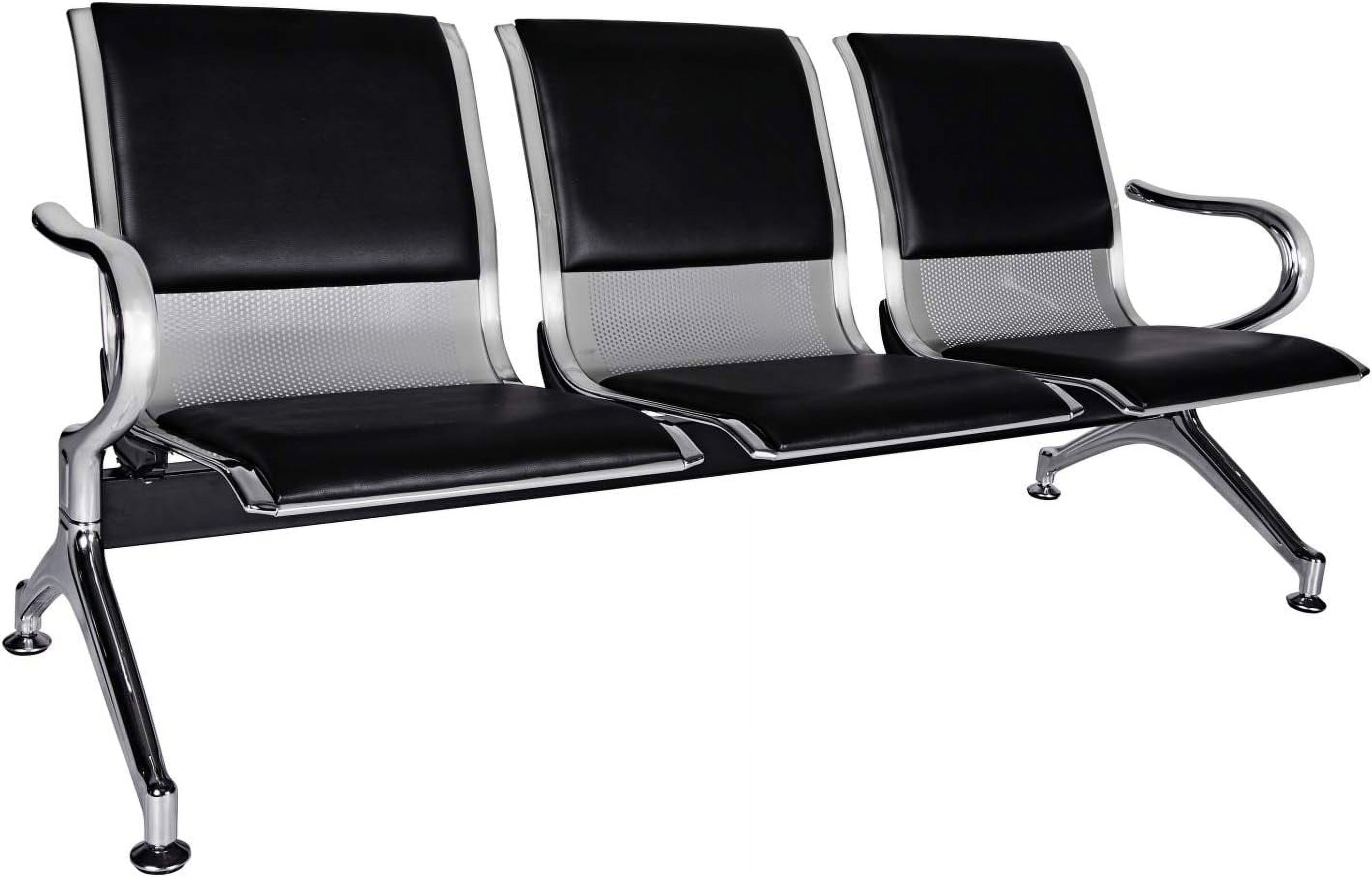 Kinbor 3-Seat PU Leather Waiting Area Bench Seating Barbershop