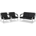 thumbnail image 1 of Kinbor 4-Seat Airport Reception Chairs Waiting Benches PU Leather Reception Bench for Airport Barbershop Hospital, Black, 1 of 8