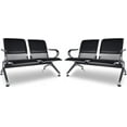 thumbnail image 1 of Kinbor 4-Seat PU Leather Office Guest Reception Bench Waiting Room Chairs Black, 1 of 8