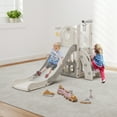 thumbnail image 1 of Kinbor 6-in-1 Toddler Slide Set with Basketball Hoop Outdoor Playset, Gray, 1 of 8