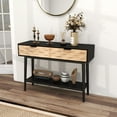 thumbnail image 1 of Kinbor 41 Inch Long Console Tables, Narrow Entryway Table, Farmhouse Couch Table Behind Sofa with 2 Drawers & Storage Shelf, Black, 1 of 9