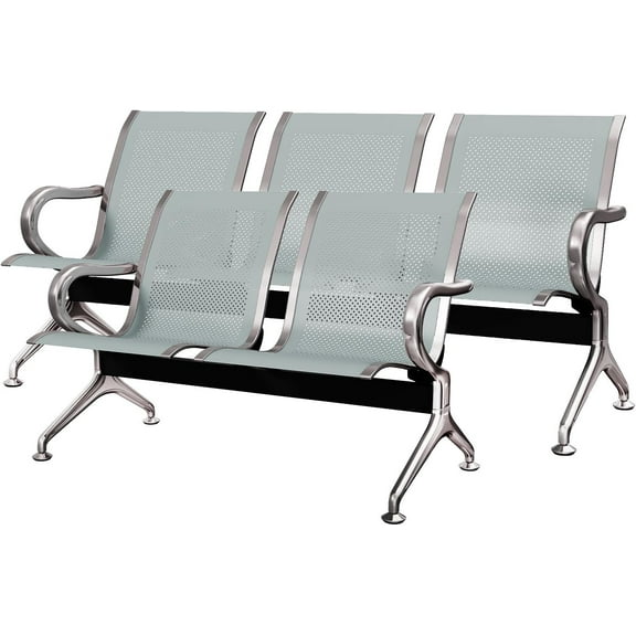 Kinbor 5-Seat Waiting Room Chairs, Airport Reception Chairs Reception Bench Seating Lobby Chairs for Business Office Bank Airport, Silver