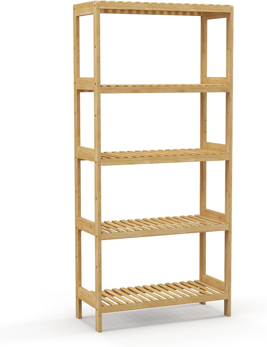 Kinbor 5-Tier Bamboo Shelf Utility Storage Shelf Bamboo Shelf Stand ...
