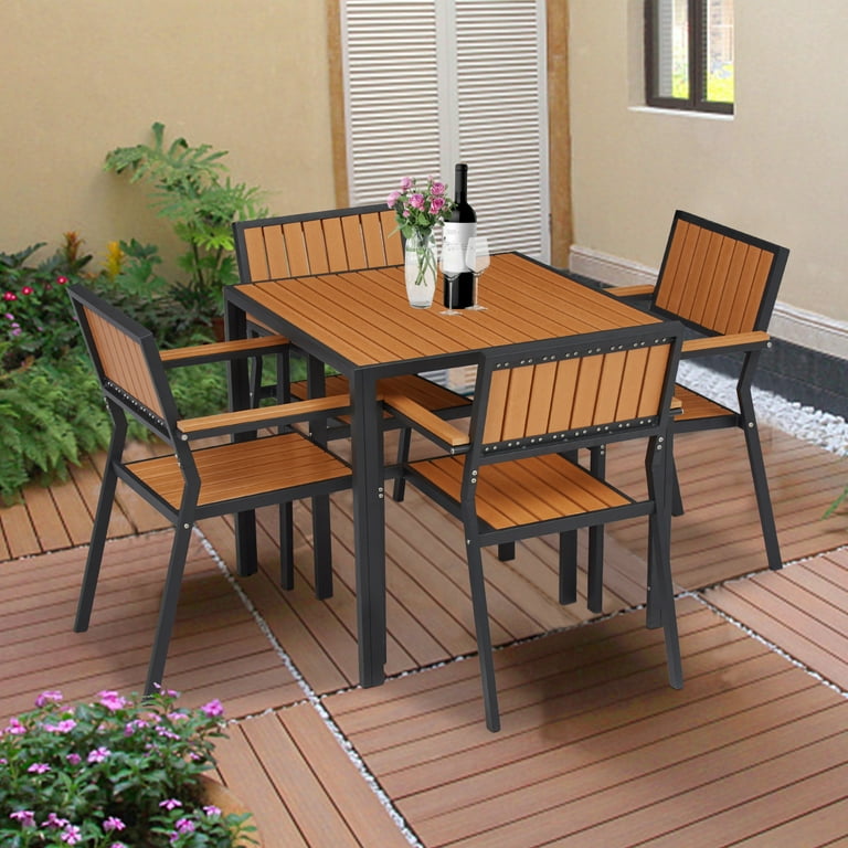 Kinbor 5pcs Outdoor Patio Dining Table and Chair Set W Steel